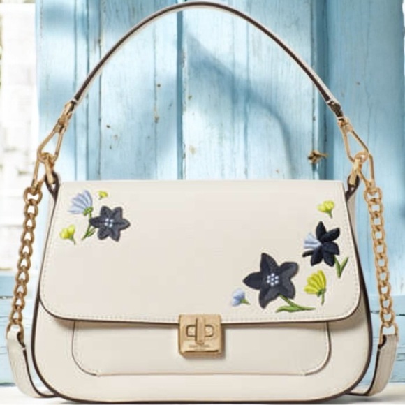 Kate Spade NWT Leather Phoebe Floral Appliqué Meringue Crossbody   Bag - Picture 2 of 7